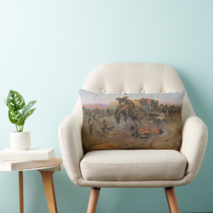 Coussin Rectangle Vieux Cowboys, l'ennui du cuisinier de camp par CM