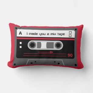 Coussin Rectangle Vieux Skool Rouge et noir Cassette Mix Bande