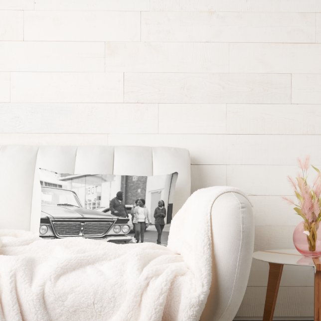 Coussin Rectangle Vieux Voiture Monochrome Noir Et Blanc Ville (Canapé)