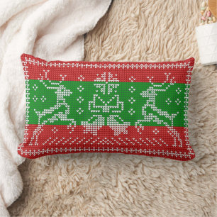 Coussin Rectangle Vilain chandail cloches Xmas rennes crochet