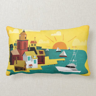 Coussin Rectangle Ville portuaire abstraite
