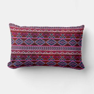 Coussin Rectangle Vin Motif tribal Aztec rouge