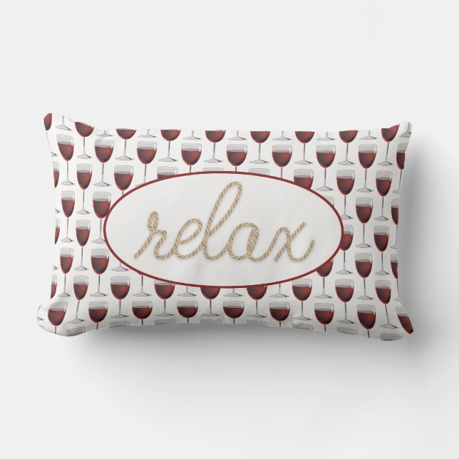 Coussin Rectangle vin rouge et texte relax (Recto)