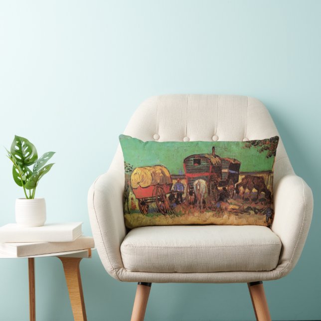 Coussin Rectangle Vincent van Gogh - Campement de Tsiganes Caravanes (Chaise)