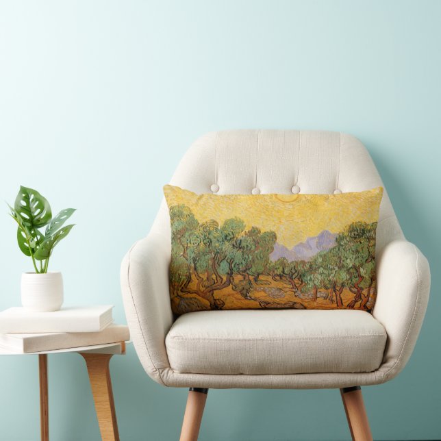 Coussin Rectangle Vincent van Gogh - Oliviers, Ciel Jaune et Soleil (Chaise)