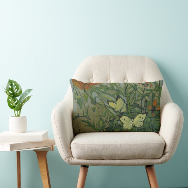 Coussin Rectangle Vincent van Gogh - Papillons et Pavots (Chaise)