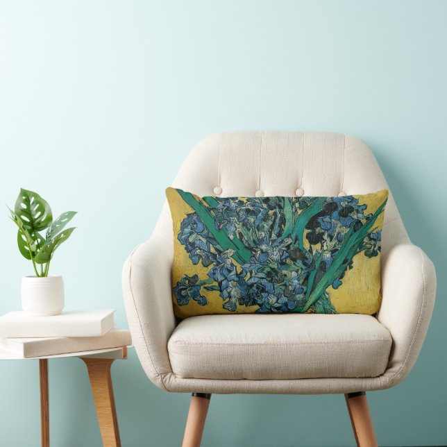 Coussin Rectangle Vincent van Gogh - Vase avec iris Fond jaune (Chaise)