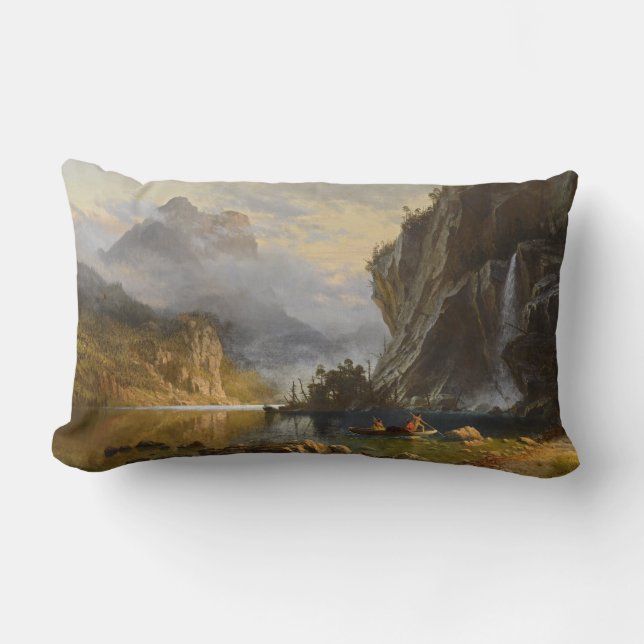 Coussin Rectangle Vintage Albert Bierstadt Indiens Speed Fishing (Recto)