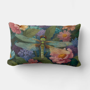 Coussin Rectangle Vintage bohème chic floral pastel jardin libellule