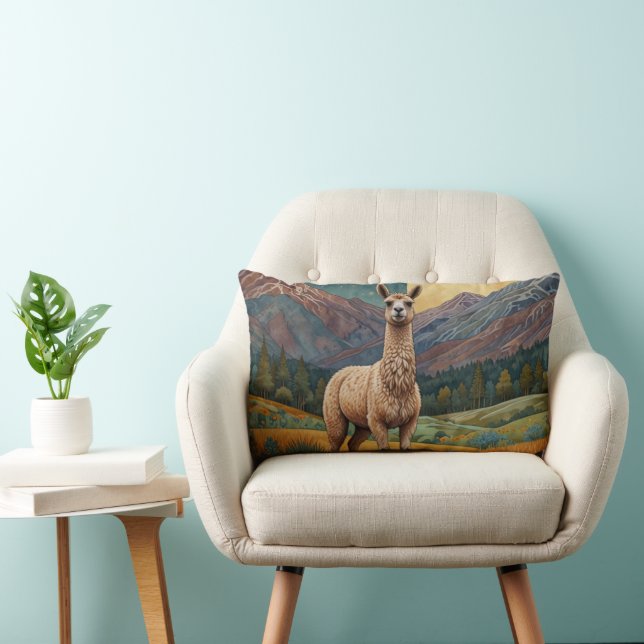 Coussin Rectangle Vintage boho llama alpaca paysage vintage (Chaise)
