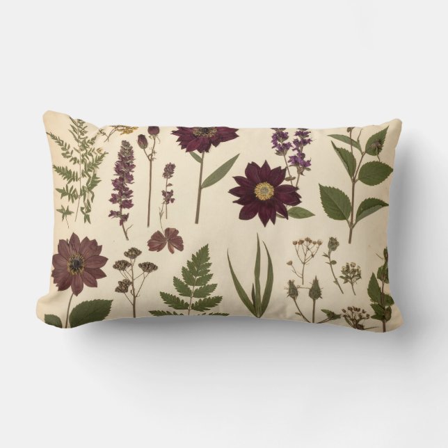 Coussin Rectangle Vintage Botanical Gothic Library Cushion Pillow (Recto)