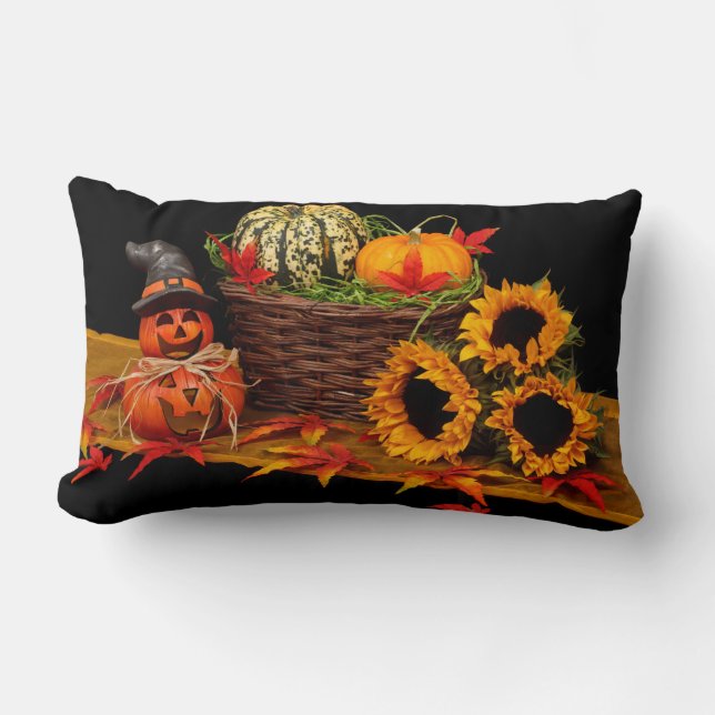 Coussin Rectangle Vintage Halloween Citrouille automne (Recto)