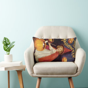 Coussin Rectangle Vintage Jolly Halloween Witch par Ellen Clapsaddle