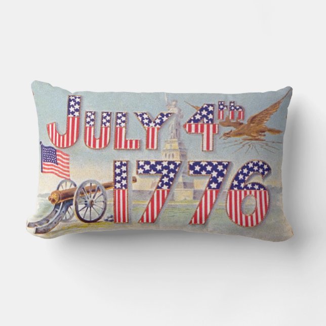 Coussin Rectangle Vintage le 4 juillet 1776 (Recto)