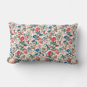 Coussin Rectangle Vintage modèle floral du XIXe siècle bleu vert rou