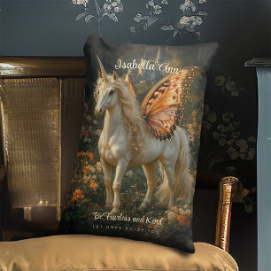 Coussin Rectangle Vintage Orange Papillon Fairy Horse Unicorne