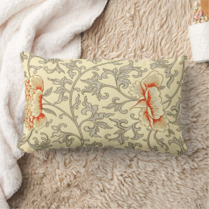 Coussin Rectangle Vintage rose gris Artwork Botanique Floral