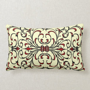 Coussin Rectangle Vintage rouge et noir Damas