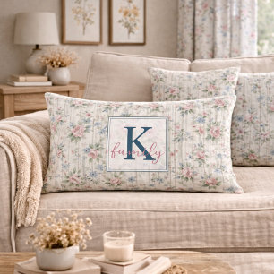 Coussin Rectangle Vintage Rustique Shabby Chic Floral sur Bois Maiso