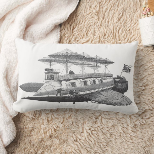 Coussin Rectangle Vintage Science Fiction Steampunk Airship Eclipse (Couverture)