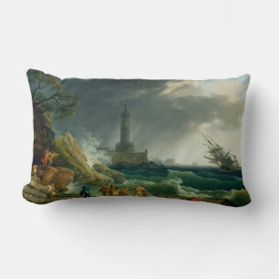 Coussin Rectangle Vintage tempête sur une côte méditerranéenne