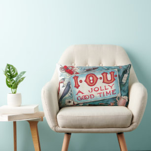 Coussin Rectangle Vintage Vices Party, Jeu Boire Fumer