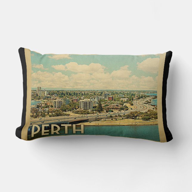 Coussin Rectangle Vintage voyage Perth Australie (Recto)