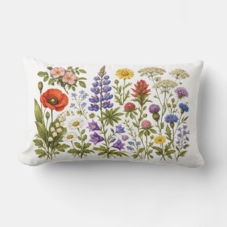 Coussin Rectangle Vintage Wildflowers and Garden Flowers 