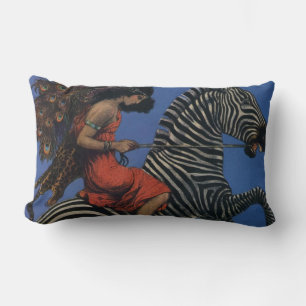 Coussin Rectangle Vintage Zebra Art Nouveau Femme