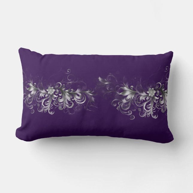 Coussin Rectangle Violet et argent élégant (Recto)