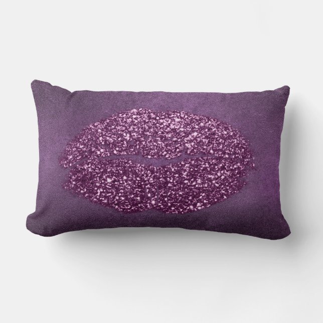Coussin Rectangle Violet Violet Lèvres Parties scintillant Plum Girl (Recto)