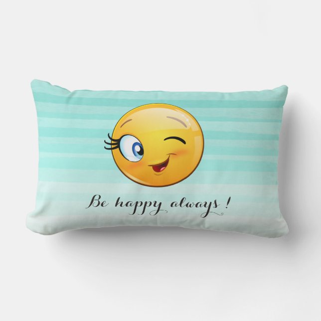 Coussin Rectangle Visage d'Emoji clin d'œil adorable - Soyez heureux (Recto)