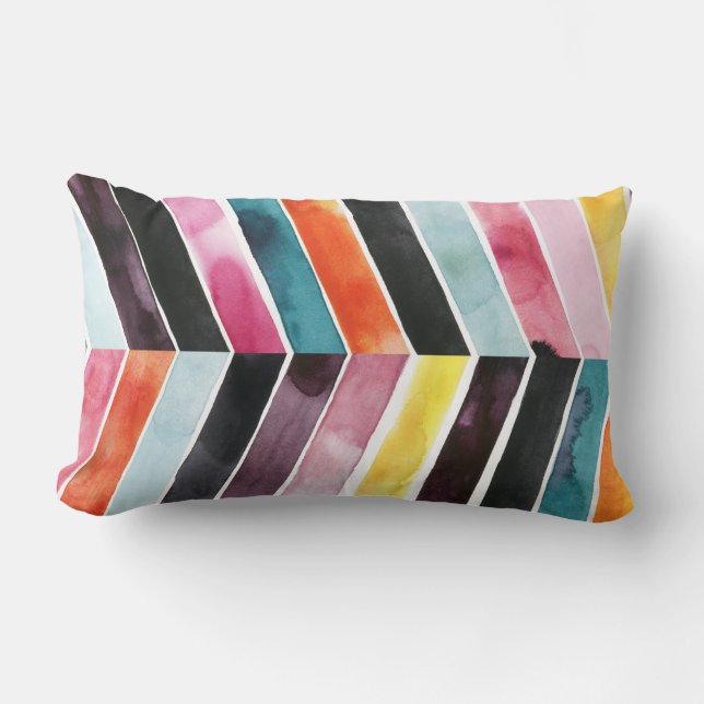 Coussin Rectangle Vivid aquarelle Chevron I (Recto)