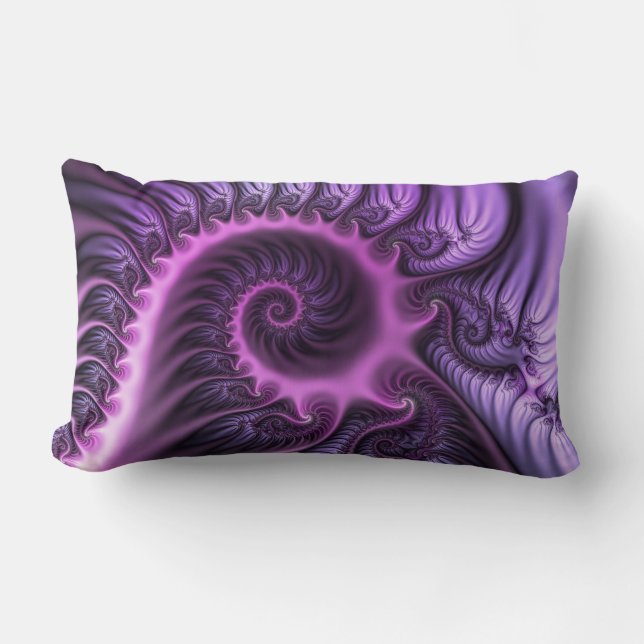 Coussin Rectangle Vivid Cool Abstrait rose violet Fractal Art Spiral (Recto)