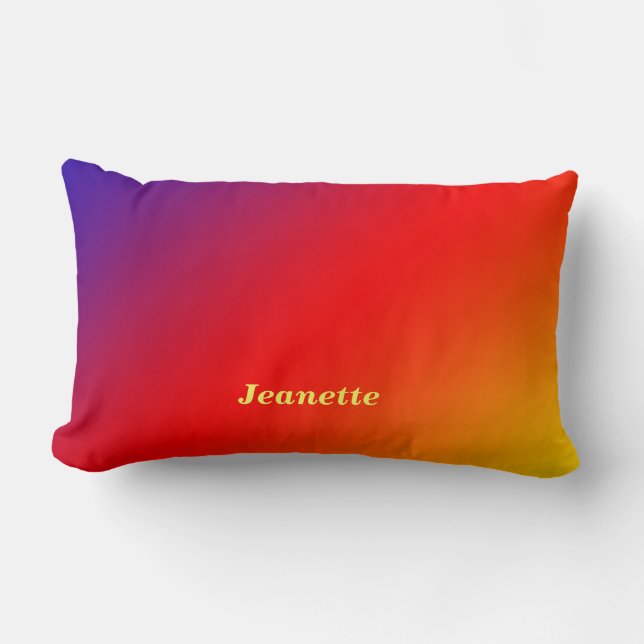 Coussin Rectangle Vivid Rainbow Nom personnalisé (Recto)