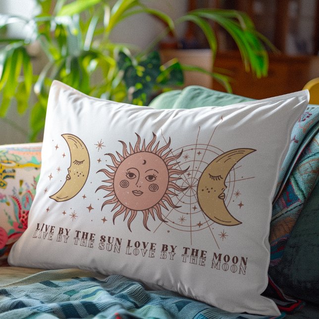 Coussin Rectangle Vivre Par Le Soleil Amour Par La Lune (Créateur téléchargé)