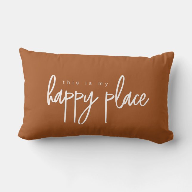 Coussin Rectangle Voici mon Happy Place Moderne en terre cuite (Verso)