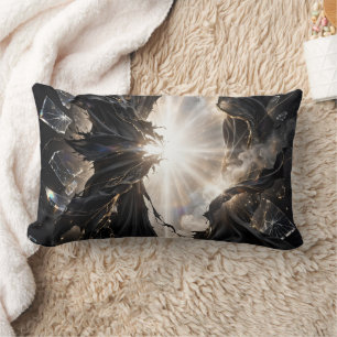 Coussin Rectangle Voile Brisé de Lumière - Luxe Or Noir