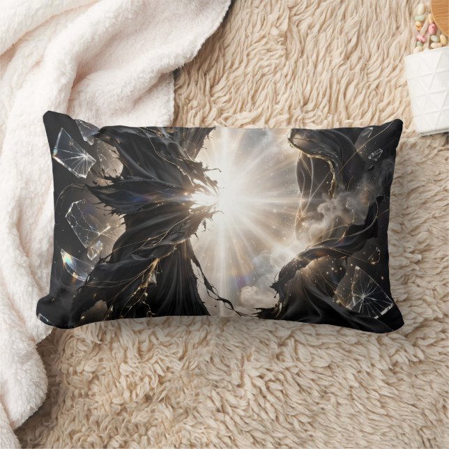 Coussin Rectangle Voile Brisé de Lumière - Luxe Or Noir  (Couverture)