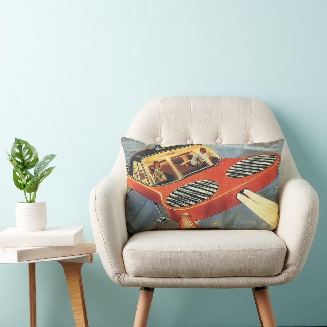 Coussin Rectangle Voiture futuriste de science-fiction vintage (Chaise)