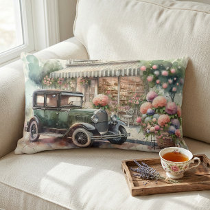 Coussin Rectangle Voiture Rétro & Décor Floral de Boutique