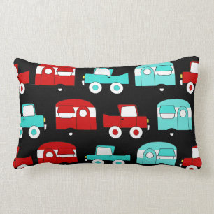Coussin Rectangle Voitures vintages rouges de rétro de camping