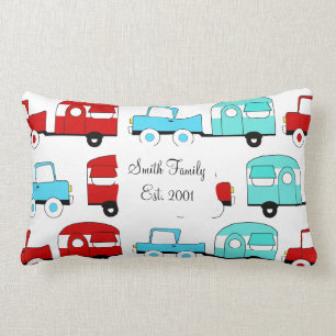 Coussin Rectangle Voitures vintages rouges de rétro de camping