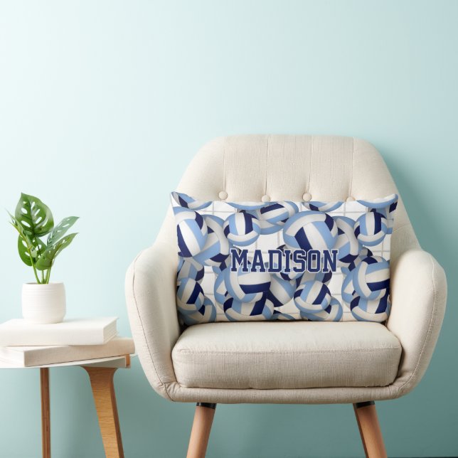 Coussin Rectangle Volleyballs motif w net bkgrd marine lt bleu (Chaise)