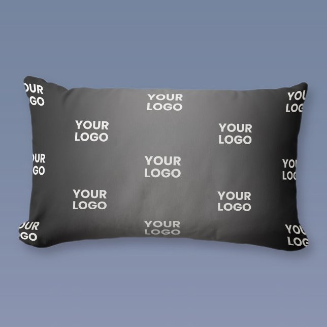 Coussin Rectangle Votre logo simple répétitif | Dégradé noir et gris (Créateur téléchargé)