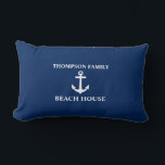 Coussin Rectangle Votre nom Beach House Ancre Bleu<br><div class="desc">Votre nom Beach House Ancre Blue Lumbar Coussin Cushion.</div>