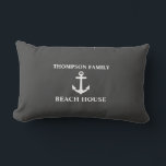 Coussin Rectangle Votre nom Beach House Ancre Gris<br><div class="desc">Votre nom Beach House Ancre Luminaire gris Coussin Cushion.</div>