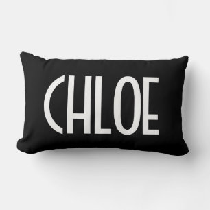 Coussin Rectangle Votre nom, texte gras blanc   Noir