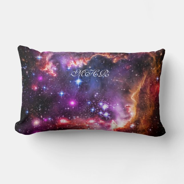 Coussin Rectangle Votre saumon étoilé d'initiales de monogramme de (Recto)