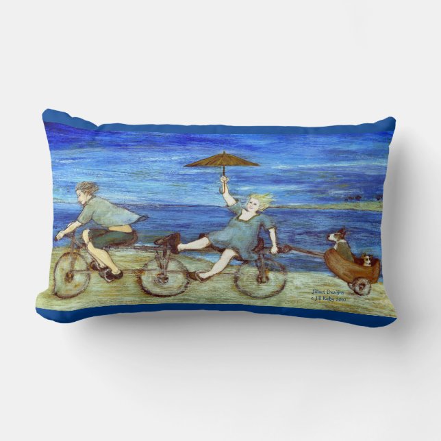 Coussin Rectangle Voyage en vélo Tandem (Recto)